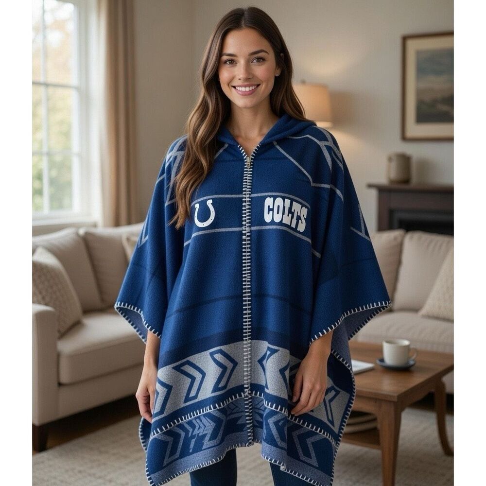 NFL COLTS Whipstitch Woven Poncho Jacket Blush Cape Team  Apparel